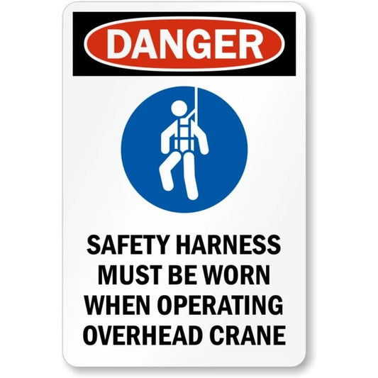 Safety Harness Overhead Crane Aluminum Sign — product artwork
