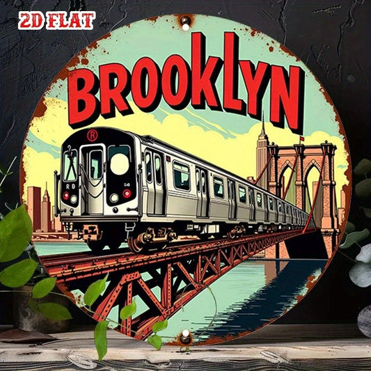 Brooklyn Subway Vintage Round Aluminum Sign — product artwork