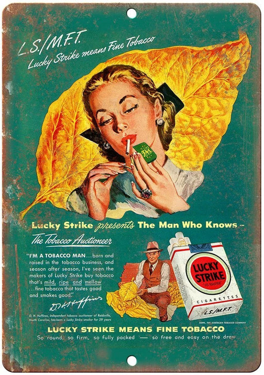 Lucky Strike Man Who Knows Woman Aluminum Sign — product artwork
