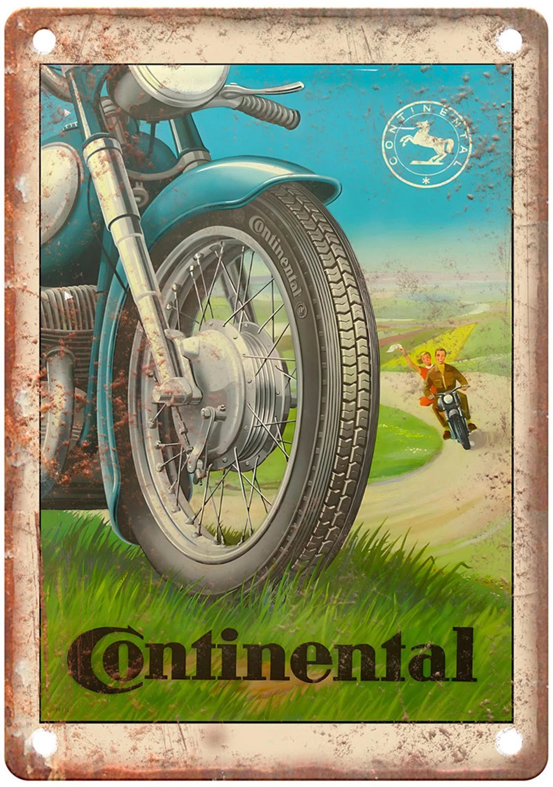 Vintage Motorcycle Continental 1955 Retro Aluminum Sign — product artwork
