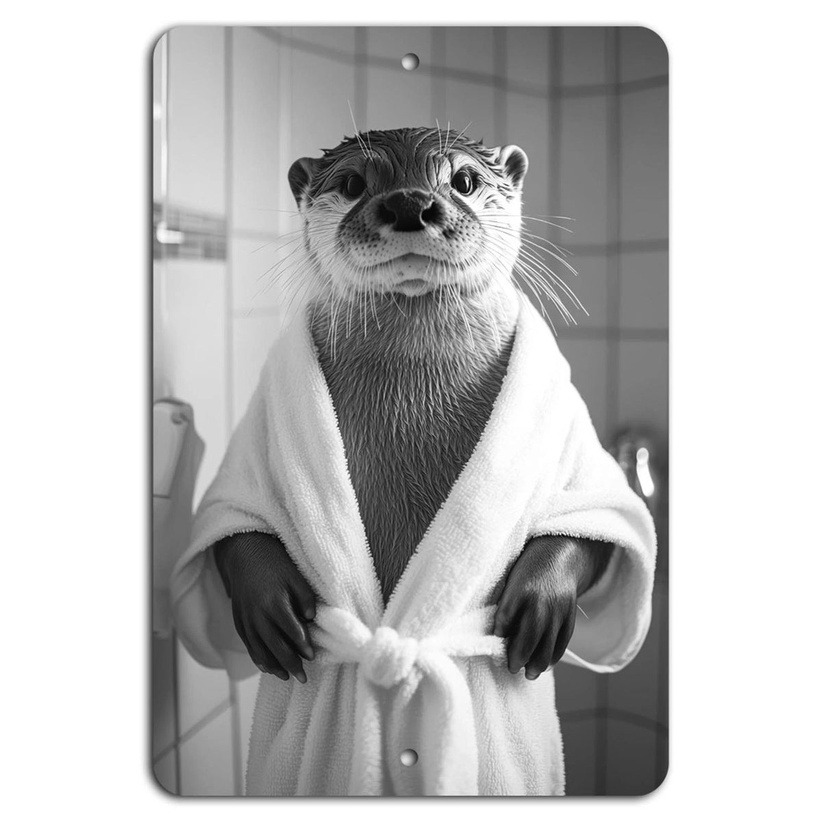 Bathroom Rustic Otter Funny Vertical Aluminum Sign — product artwork