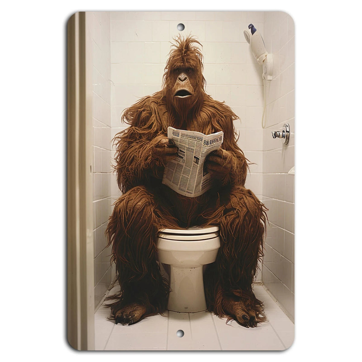 Sasquatch Bathroom Rustic Aluminum Sign — product artwork