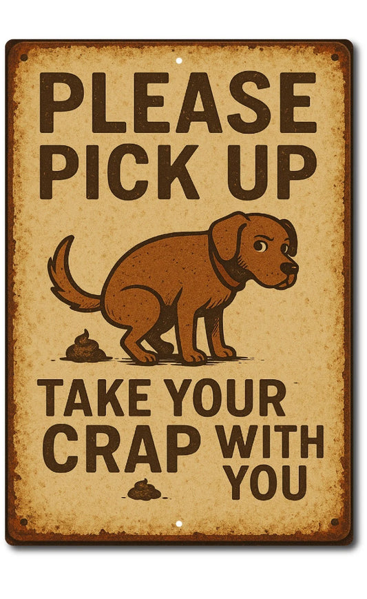 Dog Poop Yard Novelty Funny Fence Aluminum Sign — product artwork
