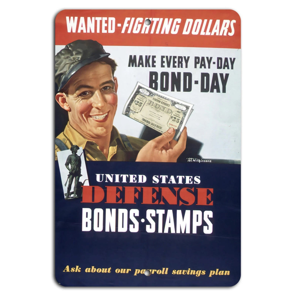 Military Retro Patriotic Vertical Aluminum Sign — product artwork