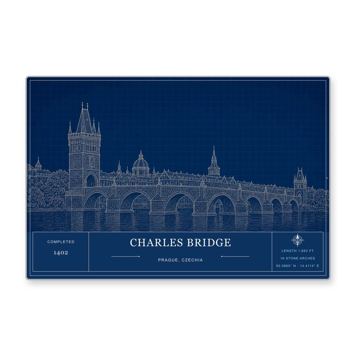 Charles Bridge Architectural Wall Art Aluminum Sign — product artwork