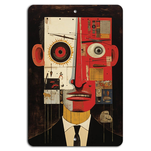 Geometric Surreal Abstract Face Art Aluminum Sign — product artwork