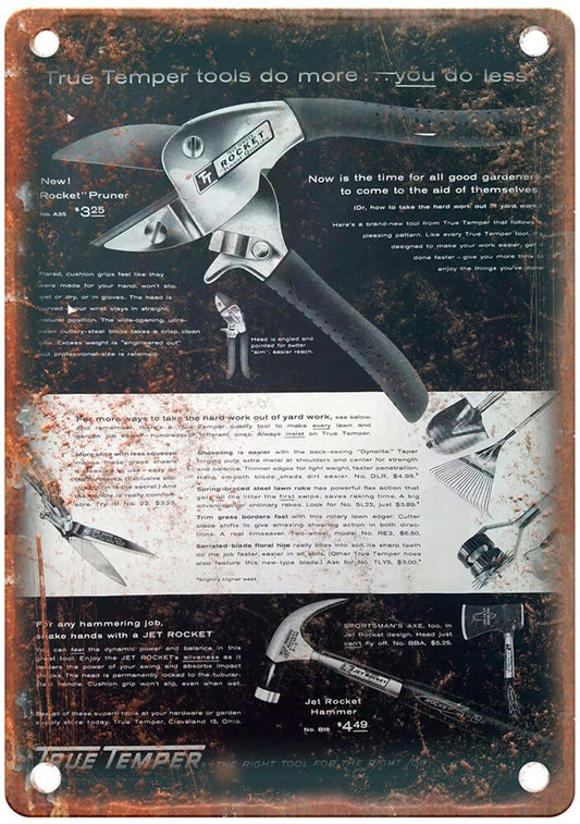 Vintage 1960 True Temper Rocket Pruner Aluminum Sign — product artwork