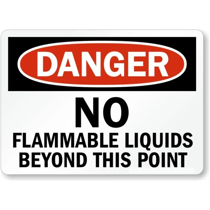 No Flammable Liquids Danger Aluminum Sign — product artwork
