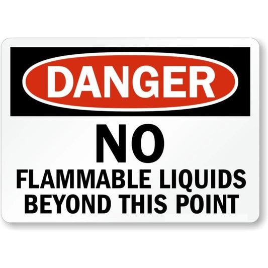 No Flammable Liquids Danger Aluminum Sign — product artwork