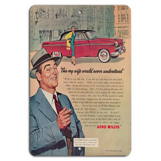 Vintage Aero Willys Garage Aluminum Sign — product artwork