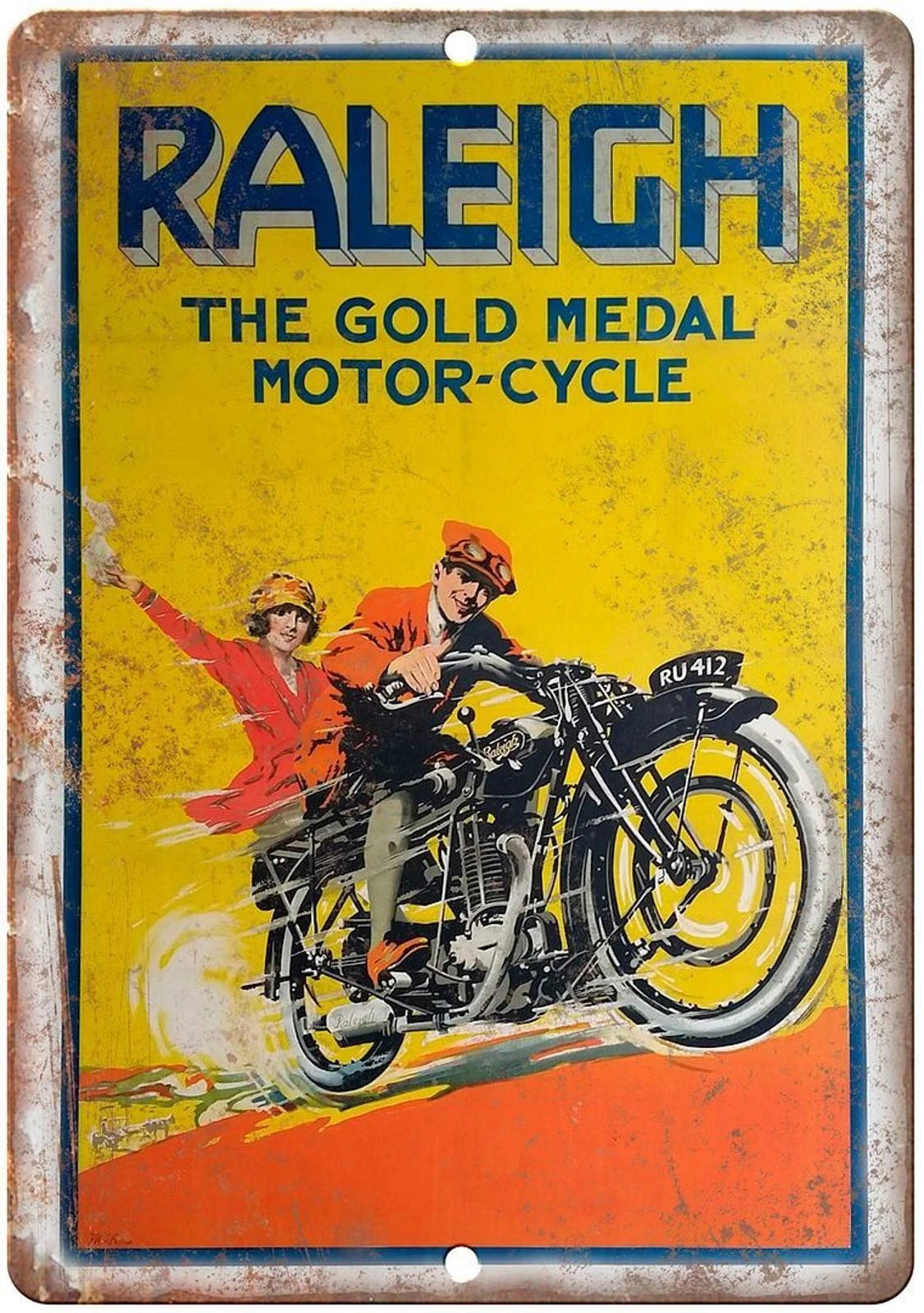 Vintage Motorcycle Raleigh Gold Medal Aluminum Sign — product artwork