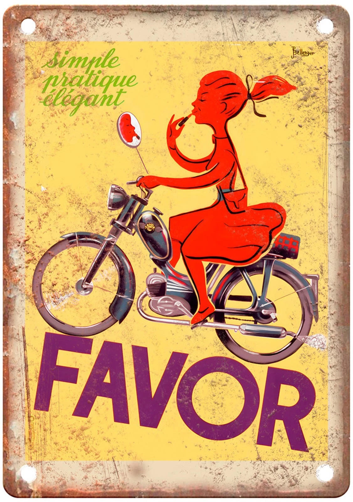 Vintage Motorcycle 1952 Favor Retro Aluminum Sign — product artwork