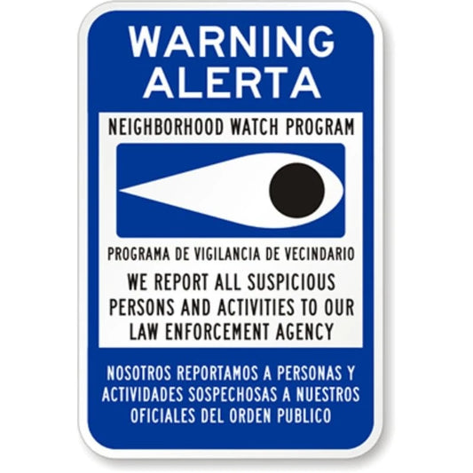 Bilingual Neighborhood Watch Aluminum Sign — product artwork