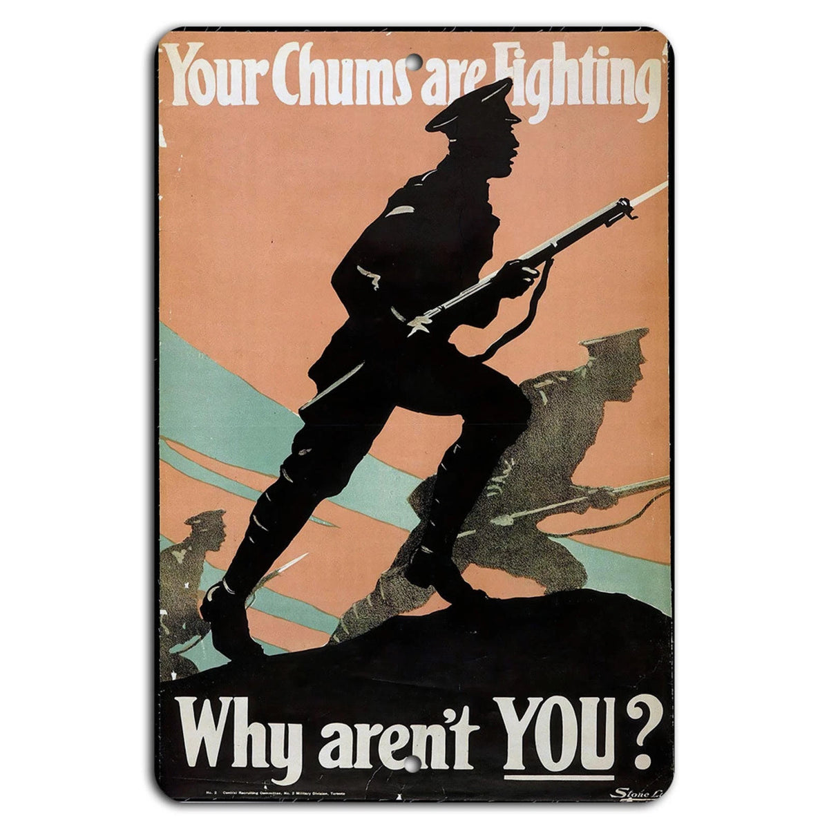 Military Recruitment Vintage War Time Patriotic Aluminum Sign — product artwork