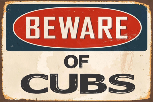 Novelty Sticker Tiger Beware of Cubs Funny Aluminum Sign — product artwork