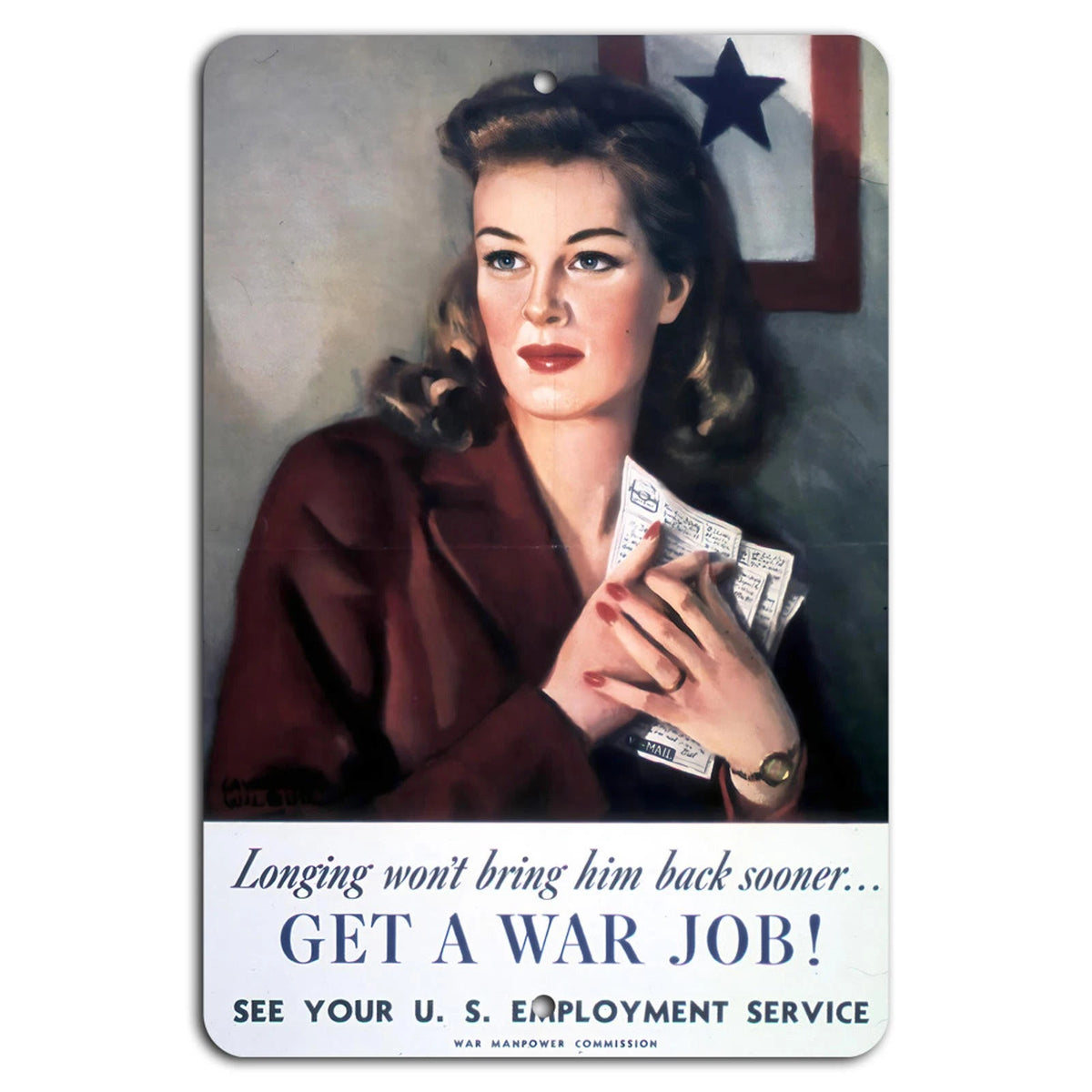 War Job Vintage Garage Aluminum Sign — product artwork