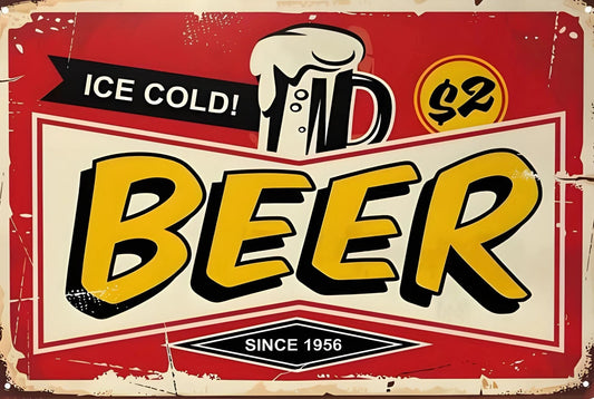 Ice Cold Beer Funny Aluminum Sign — product artwork