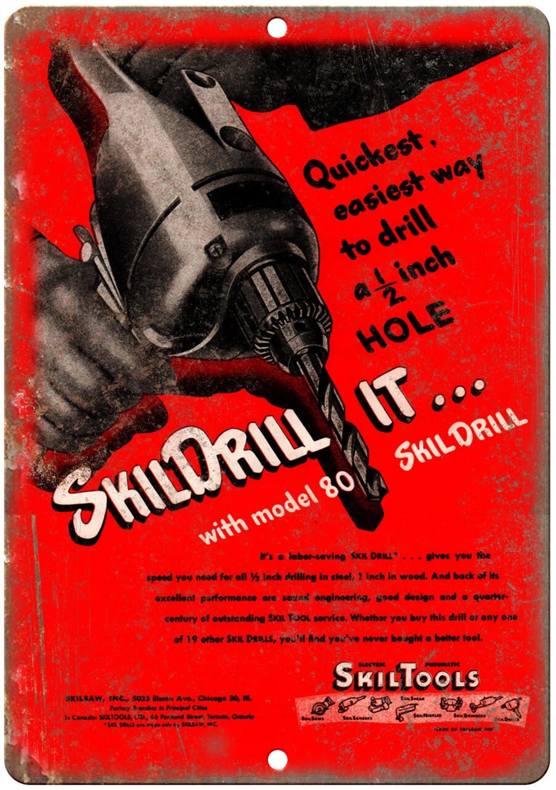 Vintage Drill Skil Tools Reproduction Garage Aluminum Sign — product artwork