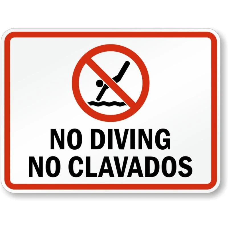 Bilingual No Diving Prohibition Aluminum Sign — product artwork