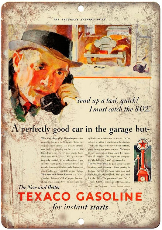 Texaco Gasoline Vintage Funny Retro Aluminum Sign — product artwork