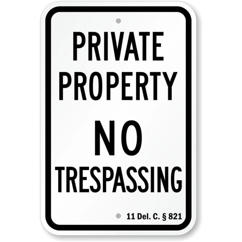 No Trespassing Delaware Security Aluminum Sign — product artwork