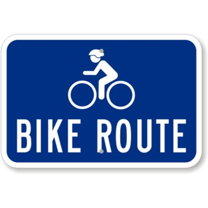 Blue Bike Route Aluminum Sign — product artwork