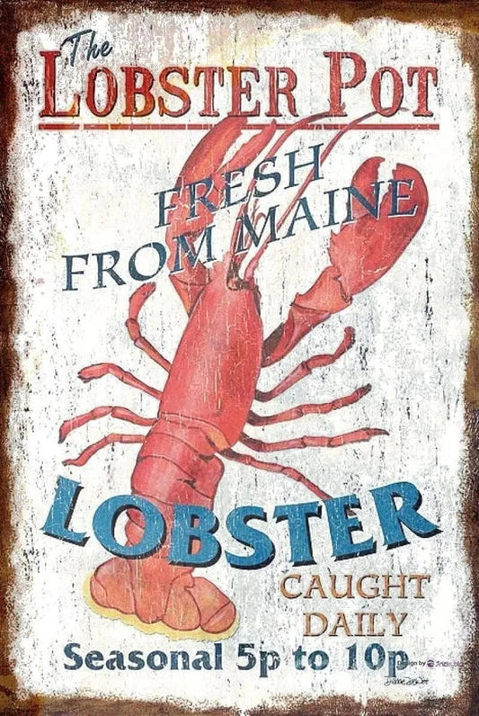 Retro Lobster Funny Kitchen Bar Garage Aluminum Sign — product artwork