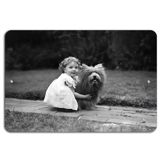 Decorative Timeless Bond Little Girl Dog Rustic Vintage Aluminum Sign — product artwork