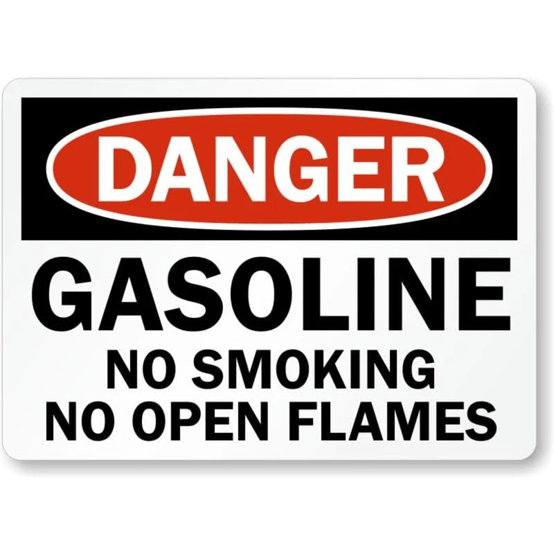 Gasoline No Open Flames Danger Aluminum Sign — product artwork