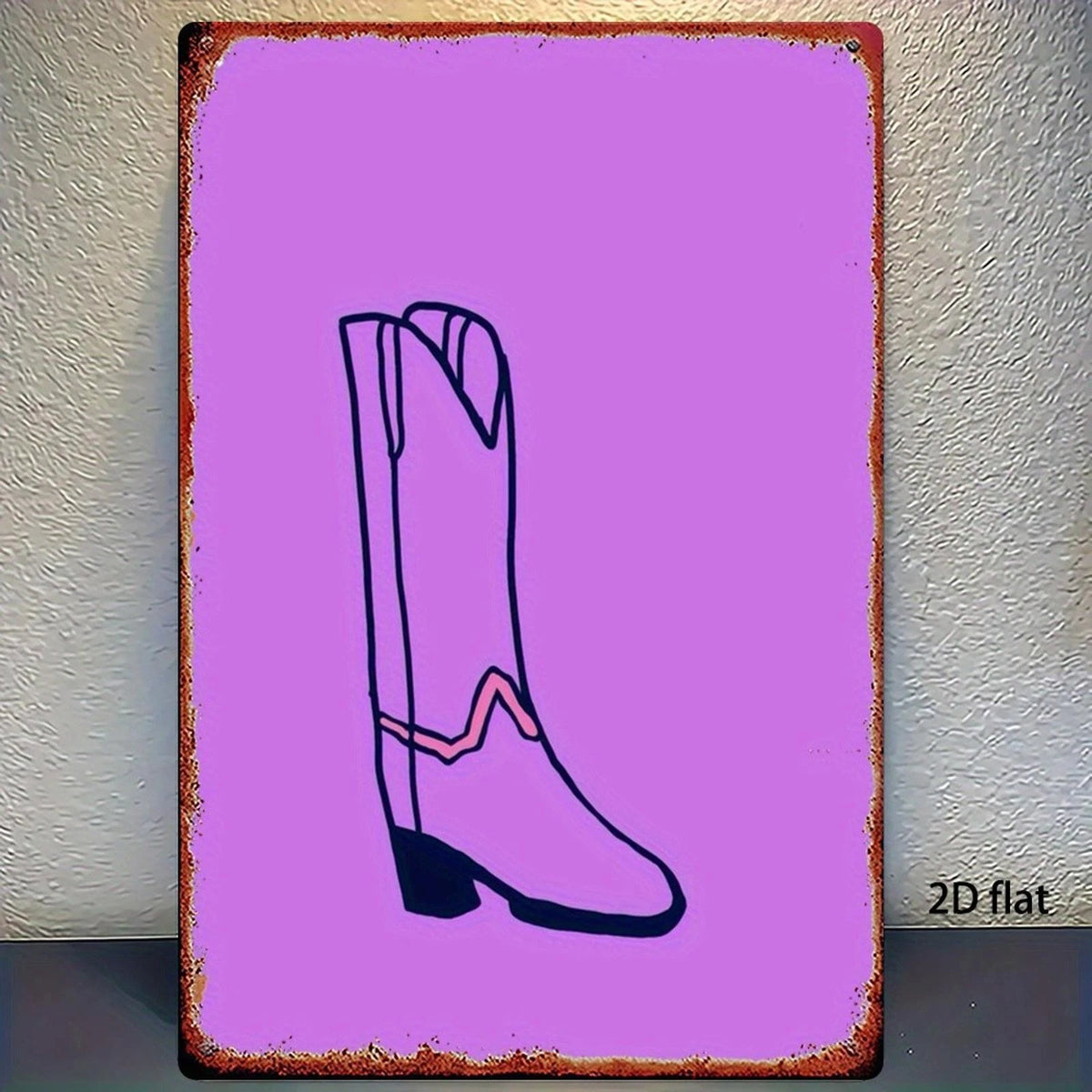 Cowboy Boot Funny Retro Western Vintage Aluminum Sign — product artwork