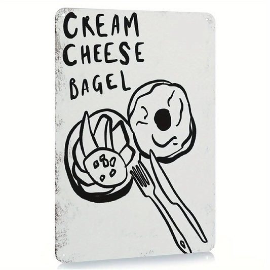 Cream Cheese Bagel Funny Kitchen Art Aluminum Sign — product artwork