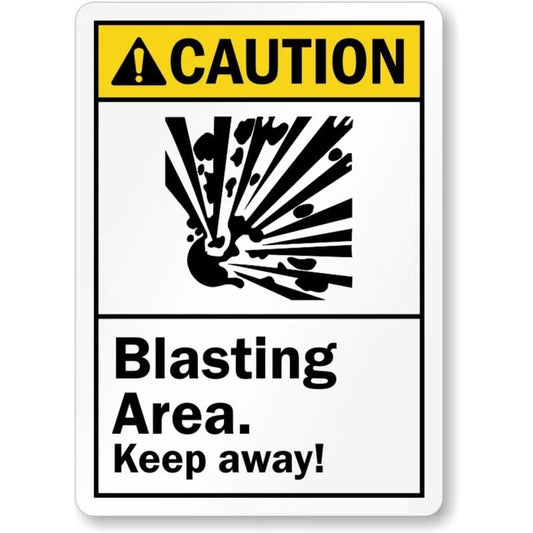 Blasting Area Keep Away Warning Aluminum Sign — product artwork