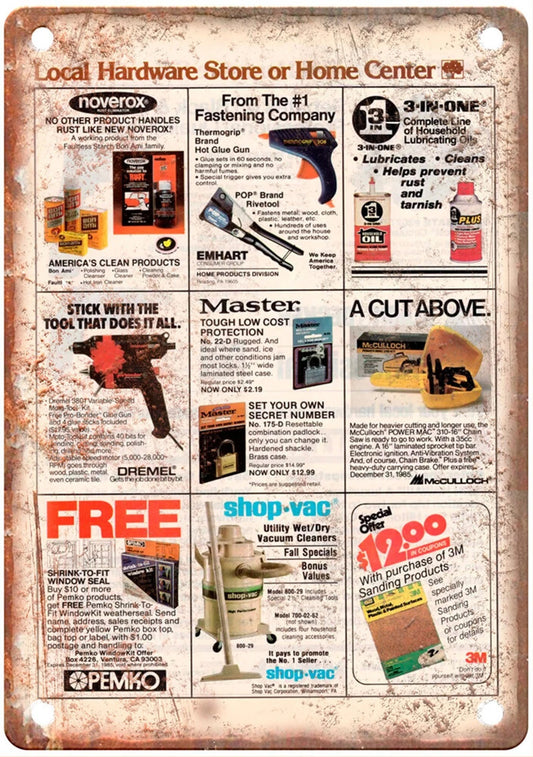 Home Center Products 1985 Hardware Ad Aluminum Sign — product artwork