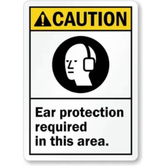Caution Ear Protection Required in This Area Aluminum Sign — product artwork