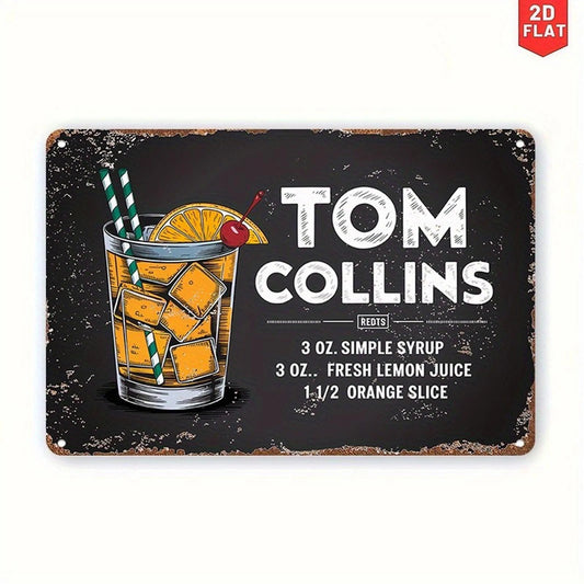 Tom Collins Funny Retro Bar Wall Art Aluminum Sign — product artwork