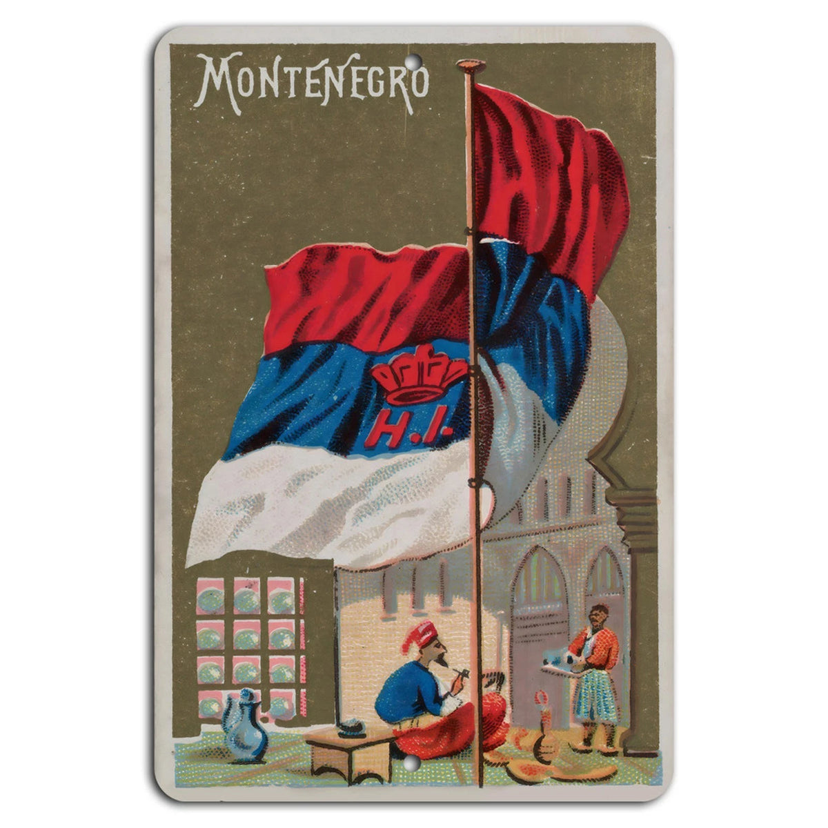 Montenegro Flag Vintage Rustic Aluminum Sign — product artwork