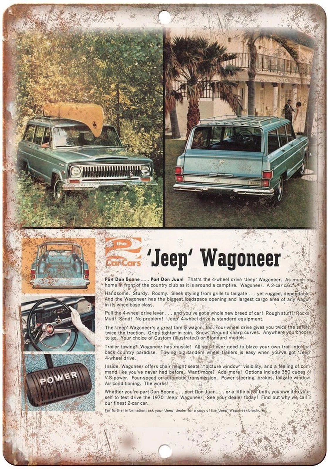 Jeep Wagoneer Vintage Reproduction Car Aluminum Sign — product artwork