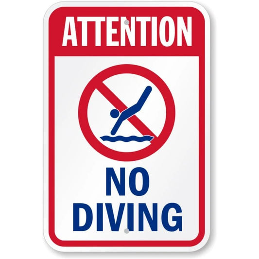 Attention No Diving Aluminum Sign — product artwork