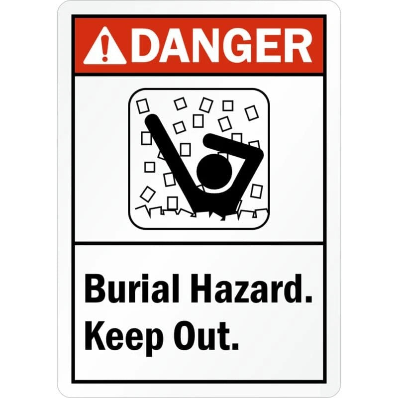 Warning Burial Hazard Keep Out Aluminum Sign — product artwork