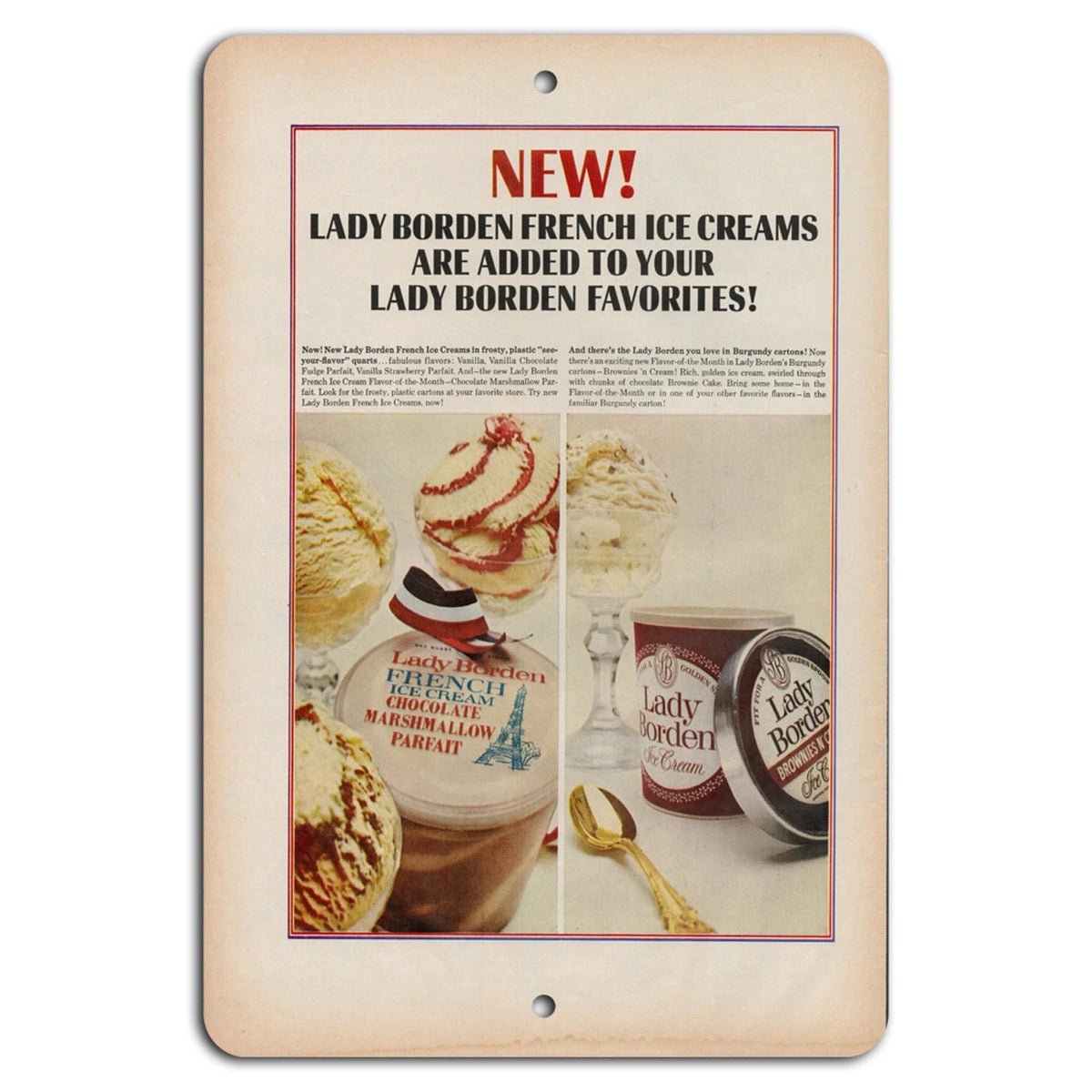 Lady Borden French Ice Cream New Flavors Aluminum Sign — product artwork