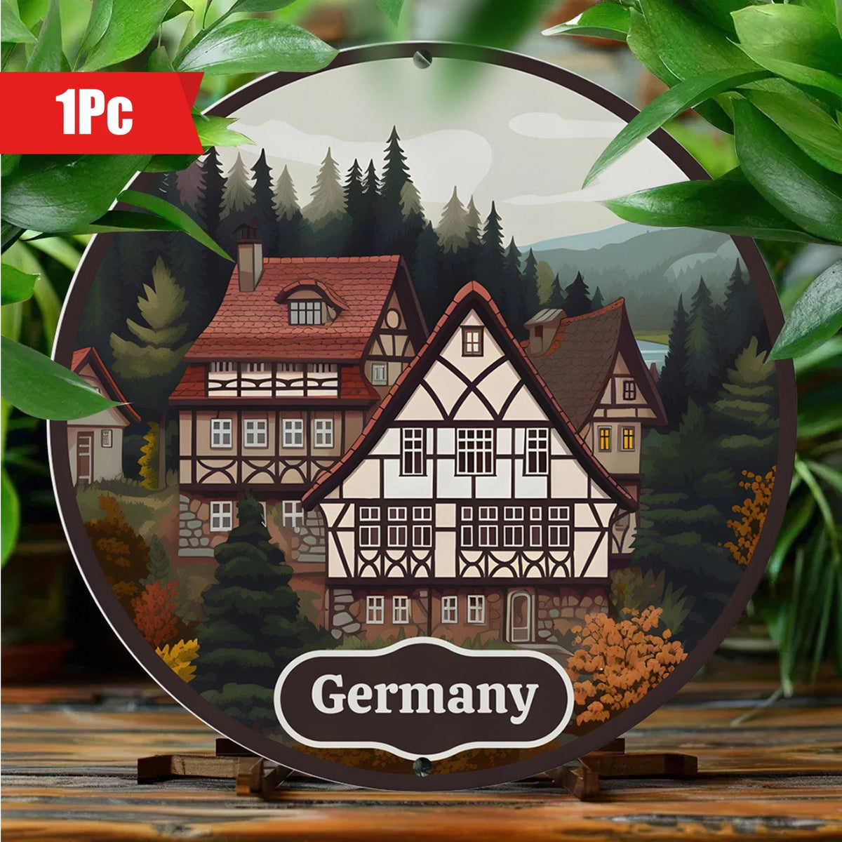 Wall Art Germany Themed Funny Round Aluminum Sign — product artwork