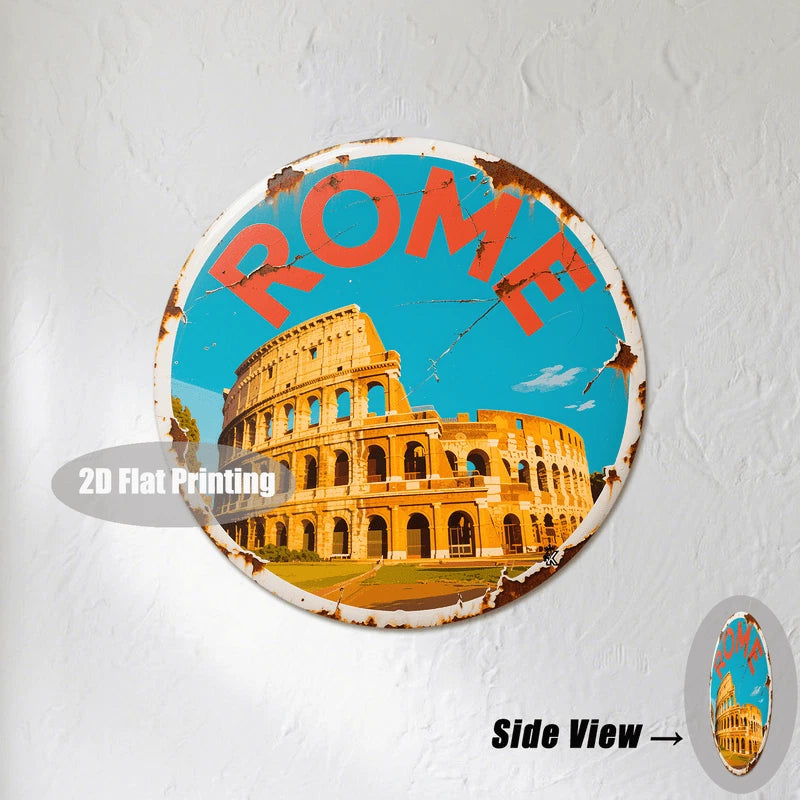 Retro Rome Vintage Funny Round Aluminum Sign — product artwork