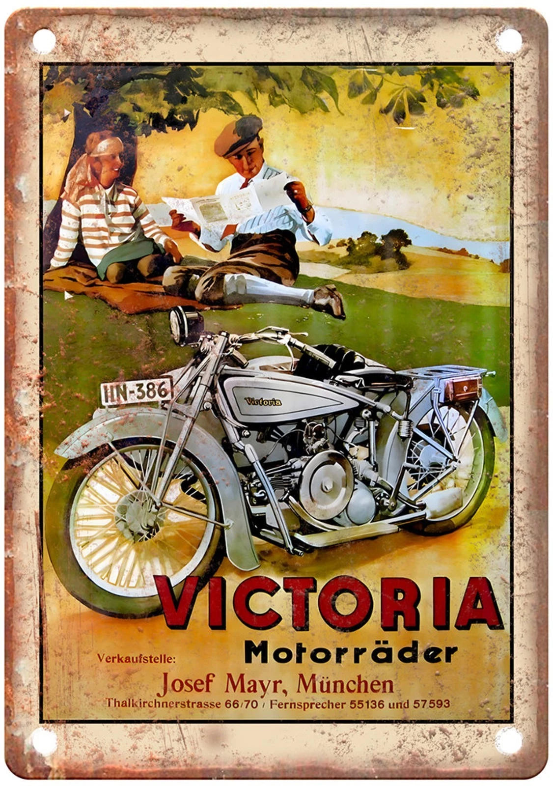 Motorcycle Poster Vintage Victoria Retro Aluminum Sign — product artwork
