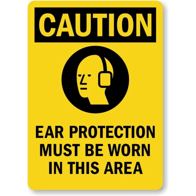 Ear Protection Caution Ansi Aluminum Sign — product artwork