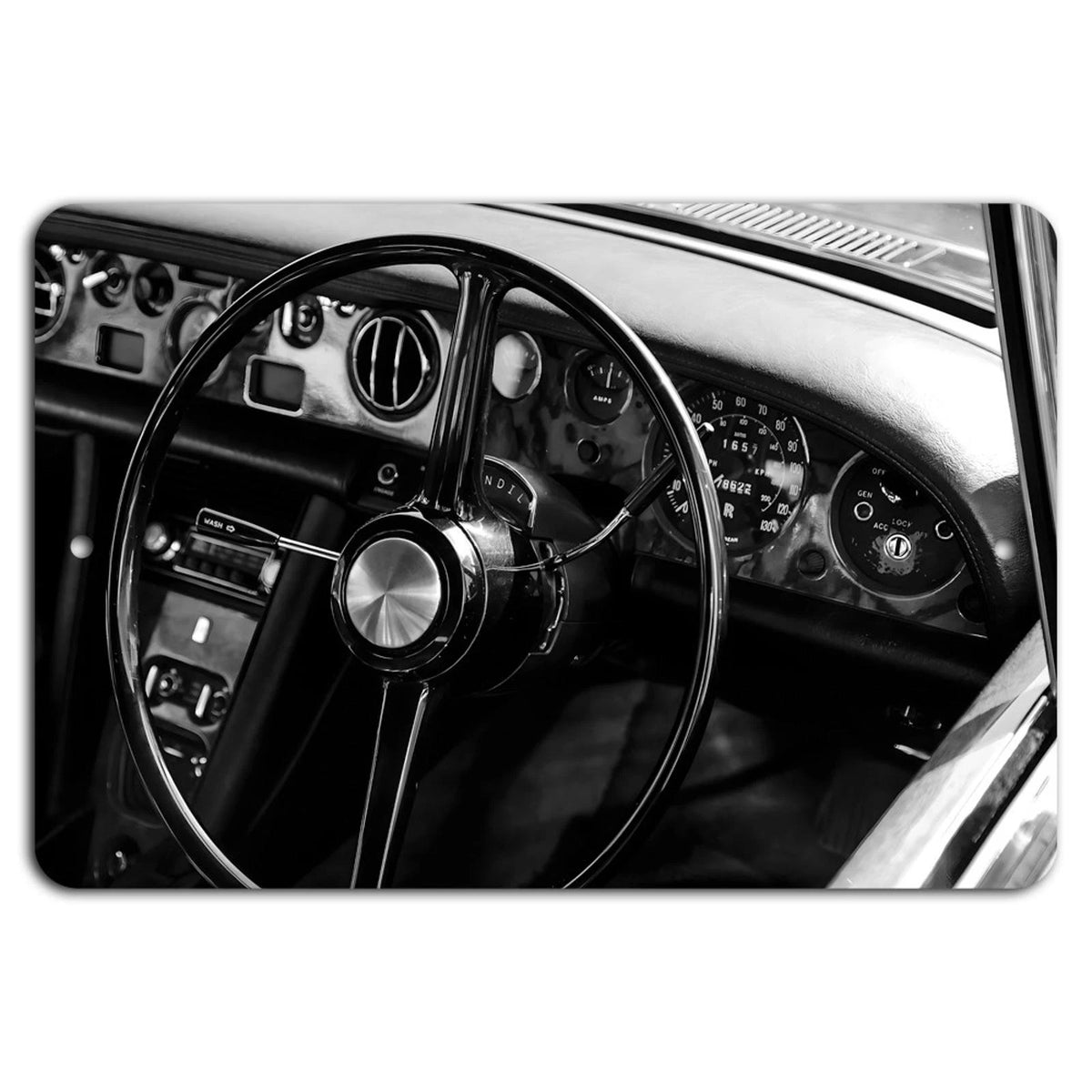 Classic Car Dashboard Retro Garage Aluminum Sign — product artwork