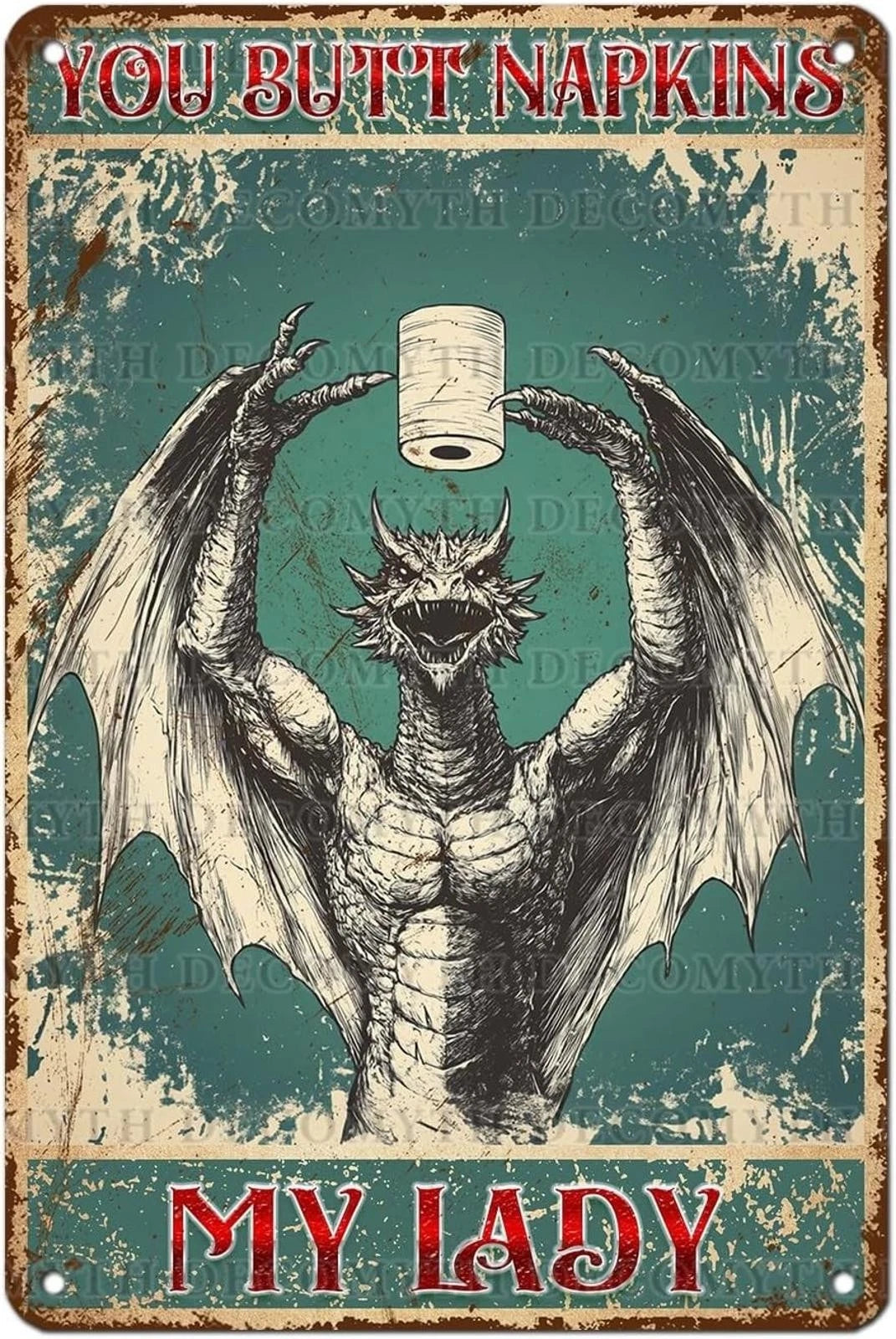 Vintage Dragon Funny Kitchen Aluminum Sign — product artwork