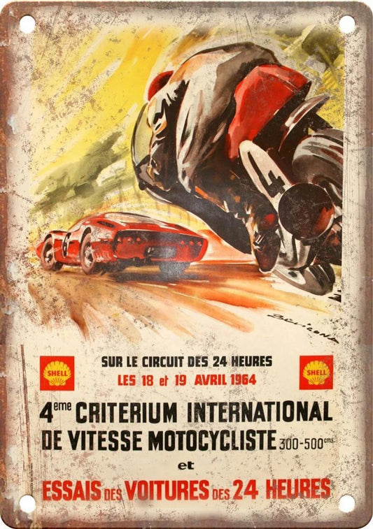 Motorcycle Racing Poster Vintage Aluminum Sign — product artwork