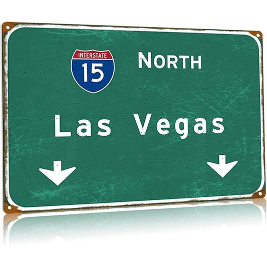 Interstate Las Vegas North Directional Retro Highway Aluminum Sign — product artwork