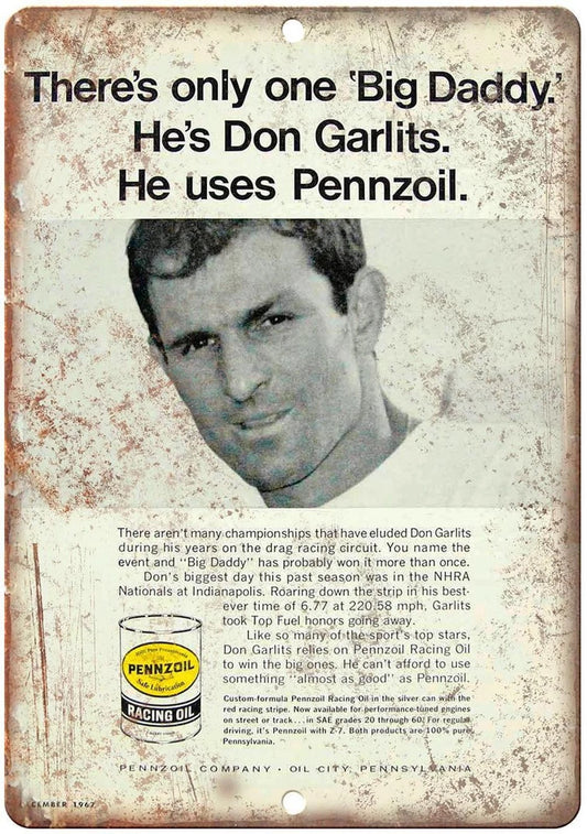 Racing Oil Pennzoil Big Daddy Don Garlits Funny Aluminum Sign — product artwork
