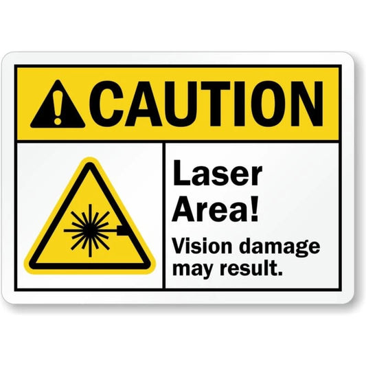 Laser Area Vision Damage Aluminum Sign — product artwork